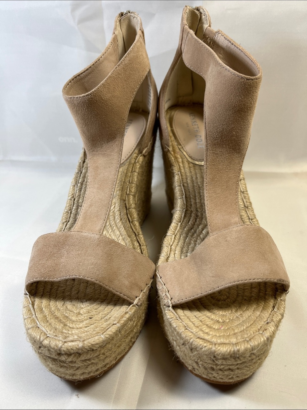 Kenneth Cole Blush Suede Espadrille Wedge Sandals